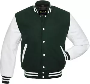 Men’s Varsity Baseball Jacket Wool Body Genuine Cowhide Leather Arms Varsity - Picture 1 of 3