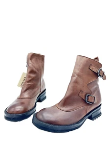 DIESEL POLICEGUY Botas Al Tobillo De Cuero Marrón Para Mujeres T.39 US.7,5 UK.6 - Imagen 1 de 6