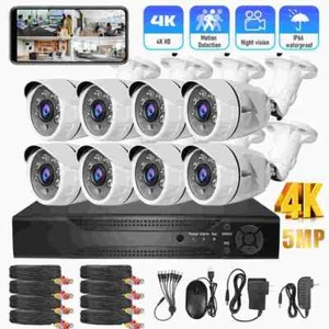 8/4 Camaras De Seguridad DVR Exterior 4K CCTV Camera Con Vision Nocturna Video - Picture 1 of 16