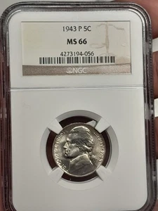 1943 P JEFFERSON NICKEL NGC MS 66 - Picture 1 of 5