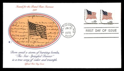 Mayfairstamps US FDC 1978 Maryland pair star spangled banner flag stamps aau_583 - Image 1 of 2