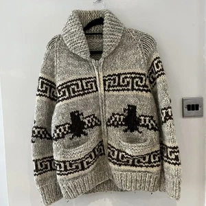 Cárdigan Cowichan Cremallera Suéter Western Navajo Thunderbird Hombres Laine 100% Lana - Imagen 1 de 9
