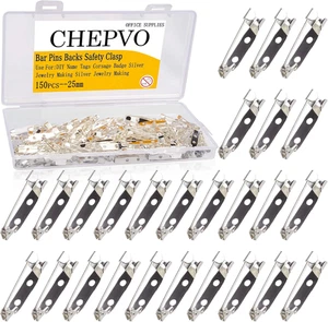 150PCS Bar Pins Backs Safety Clasp, Silver Locking Pins 25MM Brooch Clasp Pins B - Picture 1 of 7
