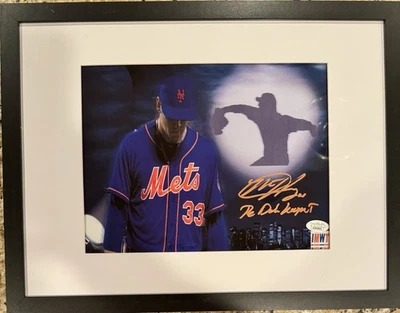 NY METS MATT HARVEY SIGNED AUTO PHOTO FRAMED 12x16 DARK KNIGHT INSCRIPTION JSA - Image 1 of 2