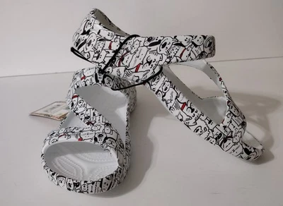 Sandalias Dawgs Loudmouth Z Woof Perro Cachorro Estampado Blanco con Negro y Rojo Mujer Talla 7M Foto 1 de 4