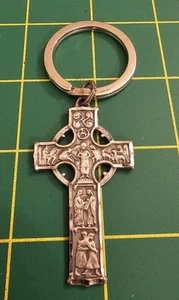 Vintage Silvertone Christian Religious Cross Souvenir Keychain, B2b5 - Picture 1 of 2