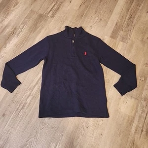 Polo Ralph Lauren Big Boys Cotton Interlock Quarter Zip Pullover Navy Small 8 - Picture 1 of 3