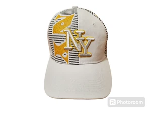 LADIES/MENS HAT NY BASEBALL STYLE CAP/HAT ADJUSTABLE WHITE GOLD SILVER NWOT - Picture 1 of 3