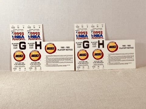 NBA ROCKETS 1993 PLAYOFF TICKETS ~ 4 TICKETS ~ ALL UNUSED w/stub & ATTACHED Cover
