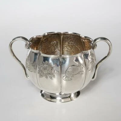 Alfredo Ortega and Sons Mexican 900 Silver Animal Flower Etched Open Sugar Bowl - Image 1 of 4