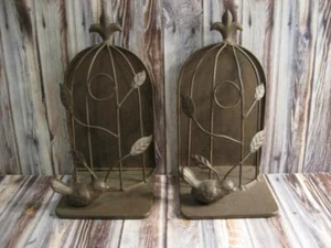 BUCHSTÜTZENPAAR AUS EISEN MIT VÖGELN & BLÄTTERN - HERSTELLER UNBEKANNT - Bild 1 von 1