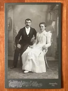 Handsome Man w/ Mustache and Pretty Woman Cabinet Card Photo Antique 1800s PA - Picture 1 of 3