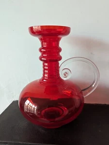 Vintage Red Riihimaki Tamara Aladin Kleopatra Glass Vase Jug Riihimäen - Picture 1 of 6