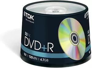 TDK T19444 16x DVD+R 50 Piece Cakebox - AMAZON ASIN B000CR73X8 - Picture 1 of 2