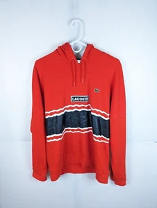 Lacoste Sport Hoodie Men's Medium 4 Red Sweatshirt Pullover Striped Colorblock - Picture 1 of 9