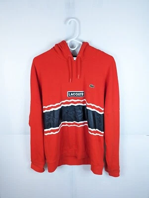 Lacoste Sport Hoodie Men's Medium 4 Red Sweatshirt Pullover Striped Colorblock - Image 1 of 4