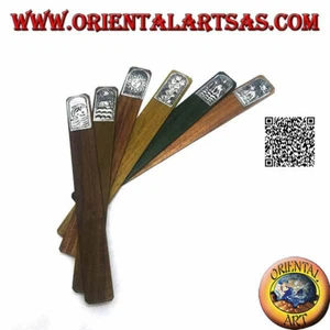 Set di 6 segnalibri stretti in legno di teak con piastra di alpacca (1) - Imagen 1 de 2