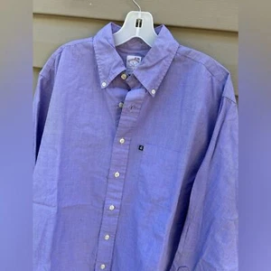 Camisa Brooks Brothers 346 L púrpura con botones polar dorado logotipo pestaña única - Imagen 1 de 5