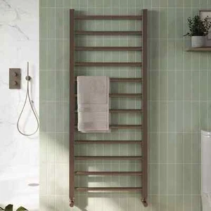 Brushed Bronze Heated Towel Rail Straight Bathroom Ladder Radiator - Picture 1 of 7