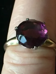Round Faceted Rubellite Tourmaline Ring Sterling Silver Top and 10k GF band - Picture 1 of 12