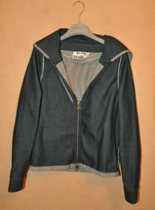 ACNE STUDIOS Women's Designer Mid Blue Denim Zipped Jacket Pocket Coat Size 38 M - Picture 1 of 9