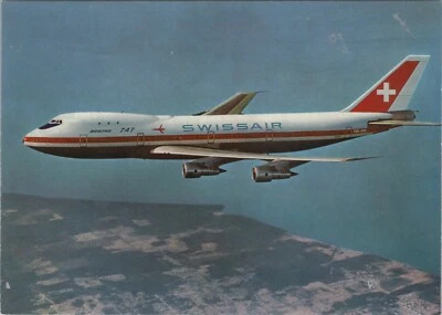 BOEING 747B SWISSAIR VINTAGE POSTCARD SWITZERLAND AIRLINE AIRCRAFT AIRPLANE  - Image 1 of 2