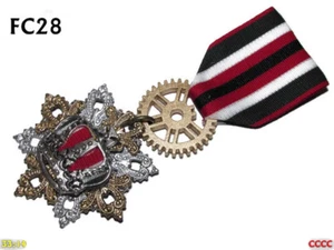 Steampunk badge brooch pin drape Medal green red white gold silver crown #FC28 - Picture 1 of 5