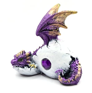 Dragón en Huevo con Gema Figura Fantasía Febrero Piedra Natal Amatista 2" - Imagen 1 de 4