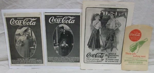 3 anuncios originales de Coca-Cola 1906-07 y protector de botella sin goteo (sin usar) - Imagen 1 de 5
