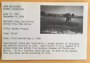 JOHN BALDESSARI card 1969 Lucy Lippard 557,087 exhibit seattle vancouver B - Picture 1 of 2