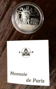 1986 Liberte Francaise Silver 100 F Coin Monnaie de Paris Statue of Liberty MINT - Picture 1 of 4