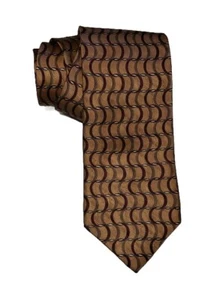Vintage Milano Uomo 100%silk Made In USA Copper Abstract - Picture 1 of 4