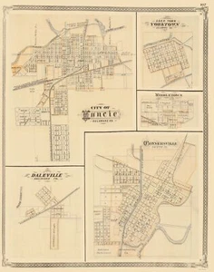 Stadtplan Muncie Yorktown Daleville Middletown Indiana Baskin 1876 23 x 29,12 - Bild 1 von 20