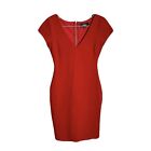 Lulus V Neck Full Zip Back Bodycon Dress in Red Size Small Stretch Lined #b02