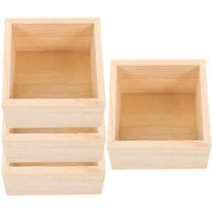 4 Pcs Crates Small Boxes Handicraft Wooden Gift Jewelry Storage - Picture 1 of 12