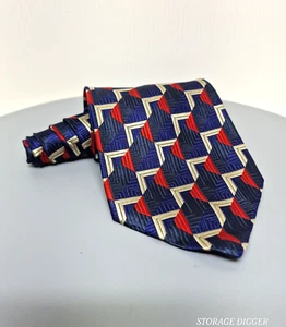 VTG Johnston & Murphy Men's 100% Silk Multicolor Geometric Necktie Made in Italy - Picture 1 of 9