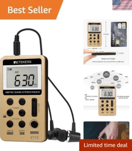 V112 Mini Radio with Digital Tuning & Earphone Pocket - Perfect for Jogging - Picture 1 of 11