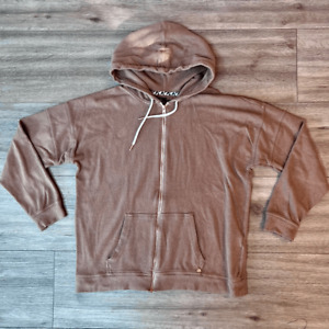 Volcom Women's Brown Lived In Lounge Long Sleeve Full Zip Hoodie Size XL