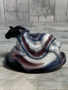 Vtg 1982 #2 Glass Purple & White Slag Guernsey Rocky Rocking Horse Beautiful - Picture 1 of 11
