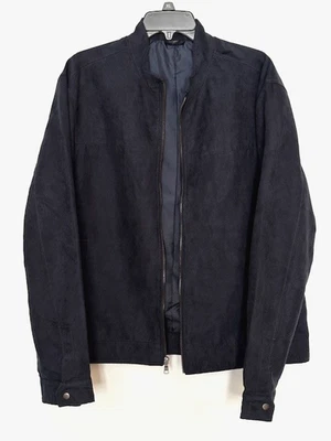 Jaqueta de camurça sintética BANANA REPUBLIC azul marinho escuro masculina tamanho bolsos grandes com zíper - Imagem 1 de 4