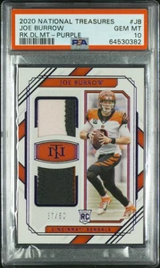 2020 National Treasures JOE BURROW Rookie Dual Materials Purple /50 PSA 10 POP 1 - Picture 1 of 2