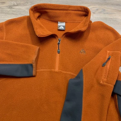 Chaqueta polar de colección Nike ACG para hombre XL naranja gris bloque de color 1/4 bolsillos con cremallera Foto 1 de 4