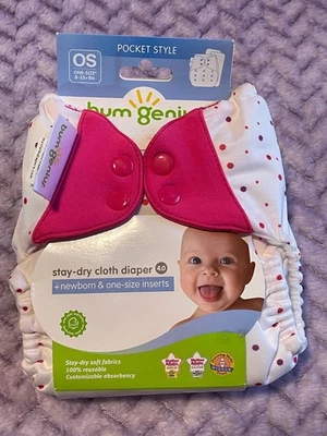 BUM GENIUS STAY DRY CLOTH DIAPER POCKET STYLE SZ 4.0 (8-35+ LBS) - PINK - NEW - Image 1 of 2