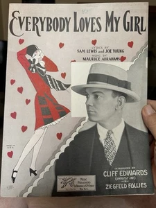 B 1925 CLIFF EDWARDS Ziegfeld Follies Noten EVERYBODY LOVES MY GIRL - Bild 1 von 1