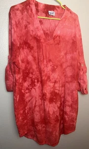 Oh My Gauze Cotton Gauze in Red Tie Dye Sz 2 or XL, Lagenlook Casual - Picture 1 of 6