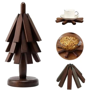 Tappetino da Tavolo in Noce, Rivestimenti in Legno per Piatti Caldi, Legno Pieghevole Albero Costa... - Foto 1 di 9