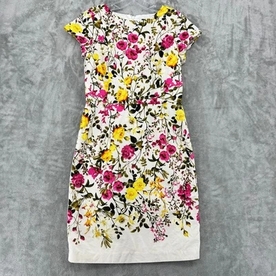 Adrianna Papell Dress 8 Floral Wedding Office Career Classic Sheath Zip Lined - Image 1 of 4