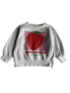 Zara girls Cream Graphic Strawberry Print Crewneck Sweatshirt Size 12 18 Months - Picture 1 of 9