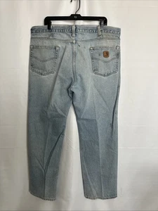 Carhartt Traditional Fit Jeans Mens B480 DVB Ripped Faded Blue 40X32 #721 - Picture 1 of 23