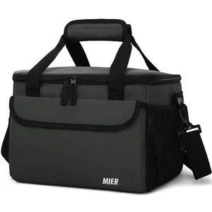 Large Lunch Box for Men Insulated Soft Cooler Fits 18 Cans Grey - Picture 1 of 7